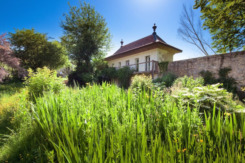 Plan large du jardin secret au Château de Vullierens.